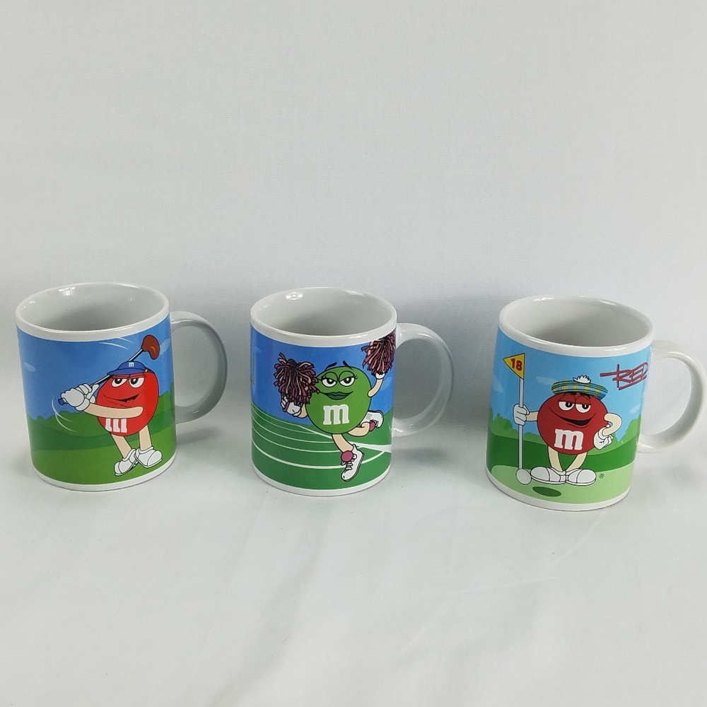 Rare 2002/03 M&M Candy Lot of 3 Sport Coffee Mugs
